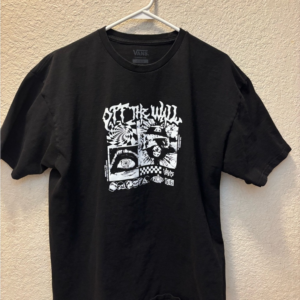 Vans Black Short Sleeve Graphic Tee with White Print